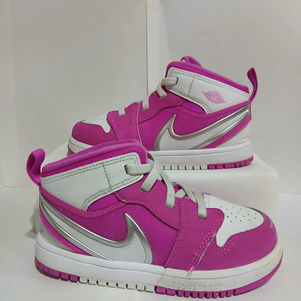 Nike Jordan Kids Hot Pink Velcro Mids Sz 10 C Barbiecore Colorful Christmas